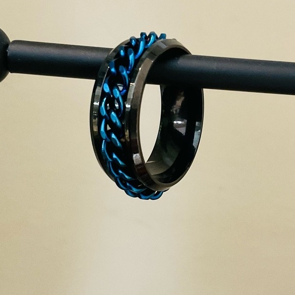 Other - Rotating  Unisex Black & Blue Stainless Steel Fidget Ring